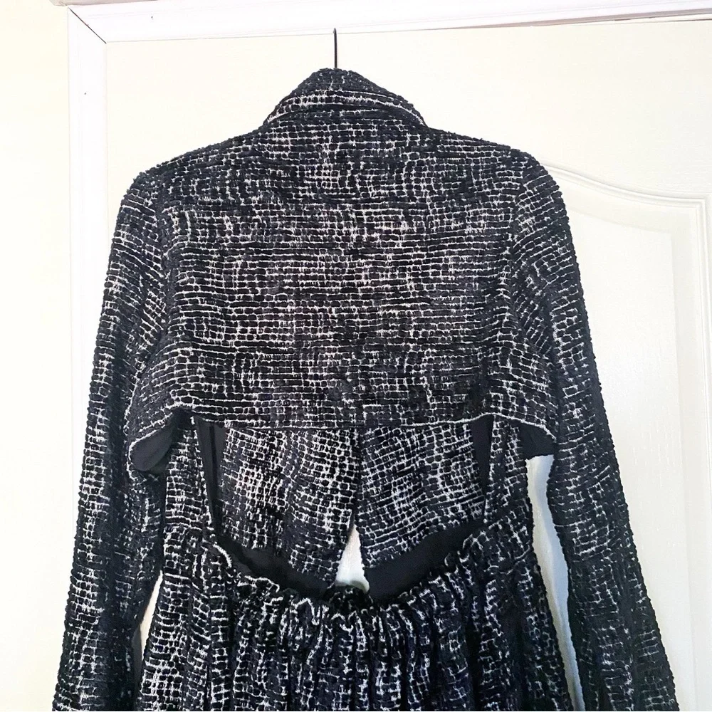 Cult Gaia Aya Matelassé Velvet Open-Back Coat Belted Long Black Size Small NWT - Picture 11 of 11